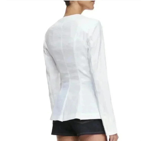 Theory Sz 4 White Isita Linen Blazer - Picture 5 of 8